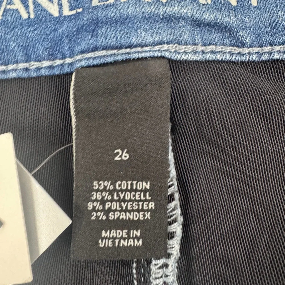 Lane Bryant Super Stretch Ankle Jeans Women 26 Blue Mid Rise Distressed Raw Hem